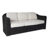 Sillon Triple Exterior Tejido De Wiker Y Cojines Long Island