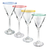 4 Taça Coquetel Praline Borda Fio Colorido 90ml Mini Martini