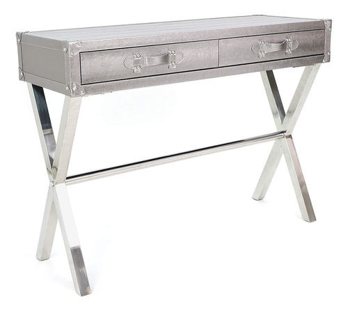 Cuero De La Consola De Mesa  X  X  Plata Elegante Imita...