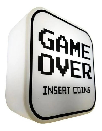 Luminária Abajur Game Over - Gamer Geek Mesa Parede Decorfun