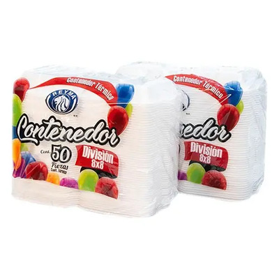 Charola Con Tapa C\u002F3 Divisiones, Medida 8x8 Contenedor  | Envío gratis