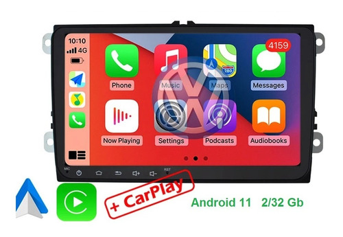 Estéreo Android Vw Jetta Polo Golf Gps Usb Bt 2/32gb Carplay