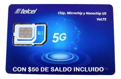 Chip Telcel 5g Lada Cdmx Con 50 De Saldo Incluido