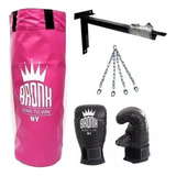 Bolsa De Boxeo 0.90 Mts + Guantines Kickboxing + Soporte 