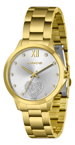 Relógio Lince Feminino Dourado Coração Lrg4808l40 S3kx