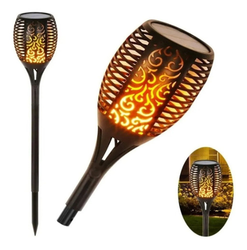 Lampara Solar Led Flama Antorcha Flama Llama Con Estaca Xl