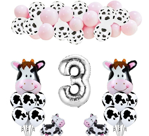 Set Globos Vaca 85 Cm Y Con Manchas De Vaca Globo Numero 