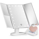 Trifold Vanidad Espejo De Maquillaje Kit W/21 Led Light...