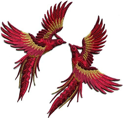 Phoenix Phenix Pájaros Escarlata Apliques Bordados De Oro Ro