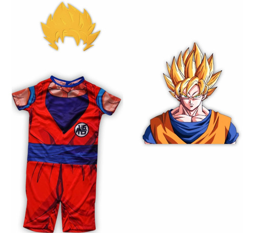 Fantasia Roupa Infantil Goku  Máscara Dragon Ball Z Ou Super