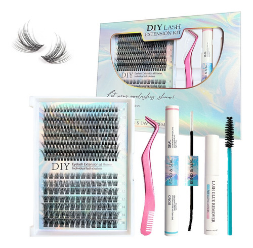 Extensiones Pestañas Postiza Diy Mix,kit De Clips+pegamento