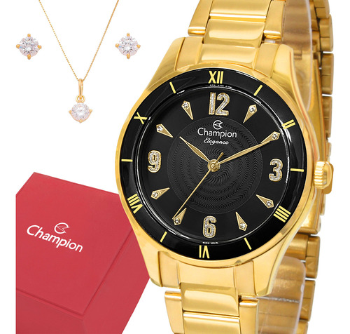 Relógio Champion Feminino Dourado Luxo Original Garantia