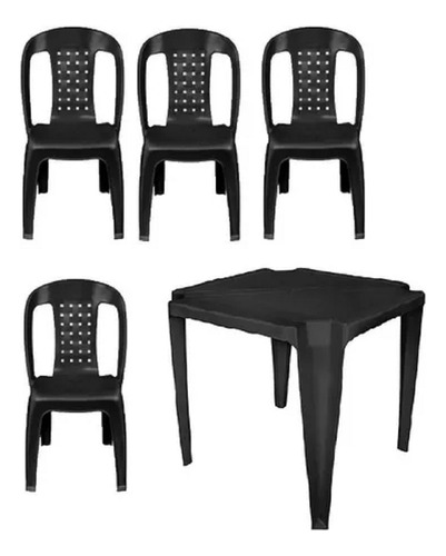 Kit Mesa Monobloco Com 4 Cadeiras Bistro Vime Para Churrasco