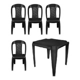 Kit Mesa Monobloco Com 4 Cadeiras Bistro Vime Para Churrasco