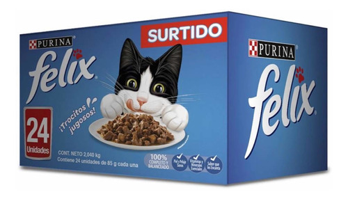 Felix Alimento Húmedo En Sobre Para Gato Mix Pack 24 De 85g