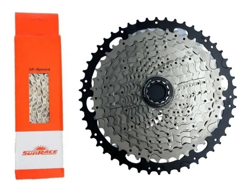 Cassete Absolute 12v 11/50 Padrão Shimano + Corrente Sunrace