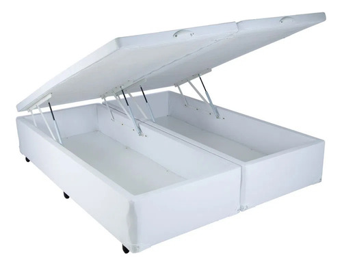 Cama Box Baú Queen Size Mega Tecido Branco - 158x198