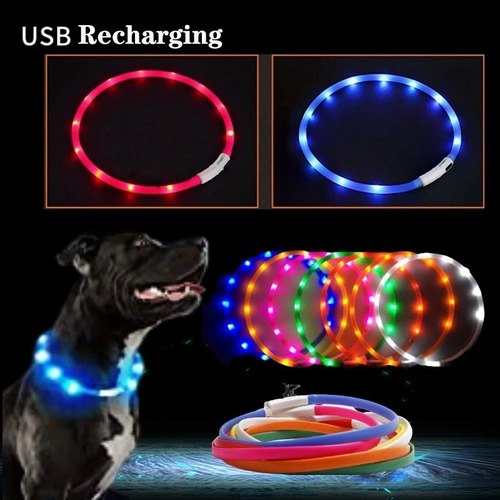 Collar Led Para Mascotas, Recargable Usb