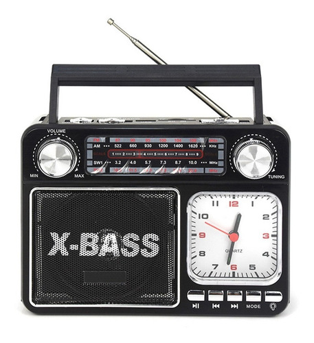 Rádio Relógio Retro Bluetooth Vintage Fm Am Sw Usb Portátil