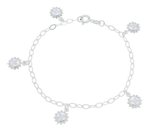 Pulseira Feminina Prata 925 Moda Praia Sol Ref. 272