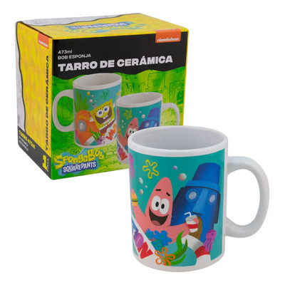 Taza Café Bob Esponja Romero Britto Cerámica 500ml Con Caja | Meses sin interés