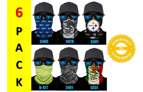 6 Bandanas Face Shield Cubre Boca Cuello Nariz Proteccion 