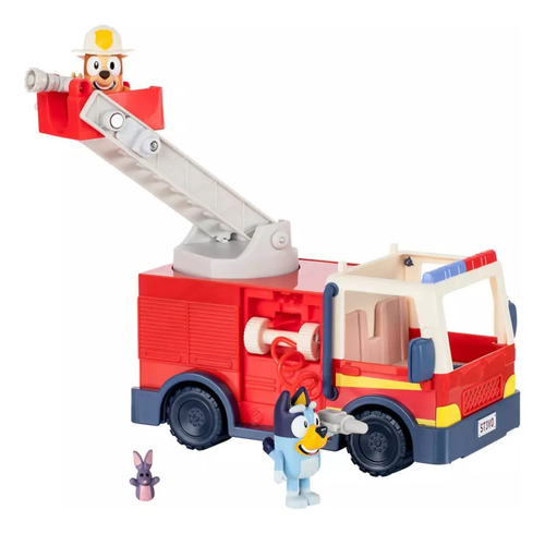 Bluey Firetruck Set Camion De Bomberos Con Figuras Color Rojo