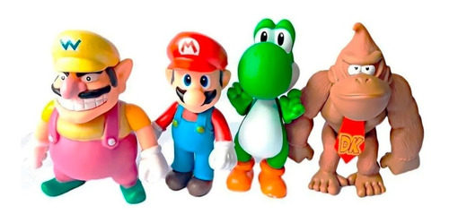 Set X4 Figuras Juguete Mario Bros Muñecos 12cm Articuladas 