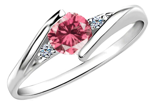 Anillo Plata Certificada Diamante Rosa Swarosvki Lvr