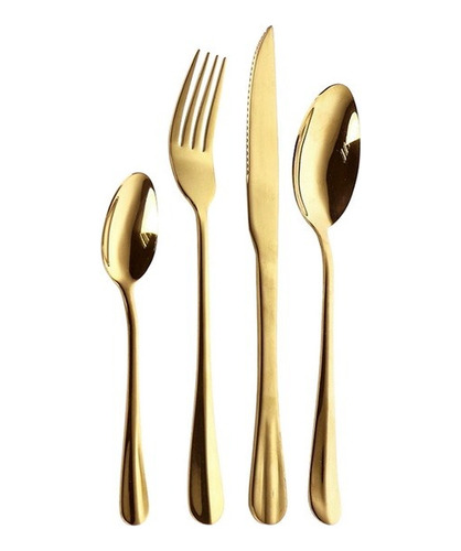 Set Cubiertos Acero Inoxidable New York Matt Gold X24 