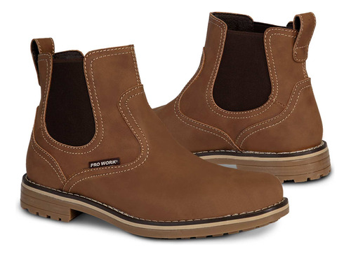 Bota Hombre Casual Vestir Botin Pro Work 89705 Coax Canela