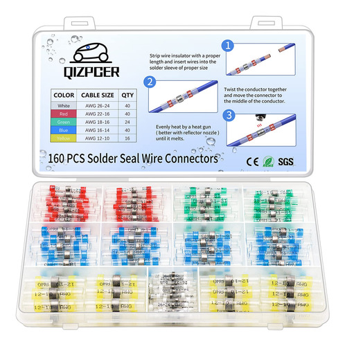 Kit De 160 Conectores De Alambre De Sellado De Soldadura, Co