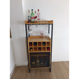 Vinoteca Mini Bar Hierro Y Madera Industrial 