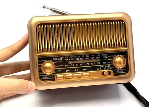 Rádio Retrô Vintage C/ Bluetooth Am Fm Usb Portátil -3177