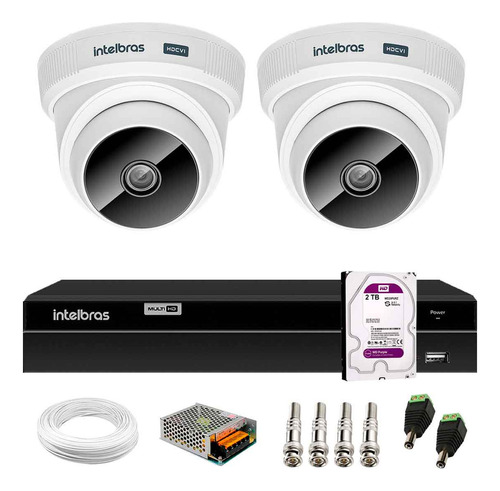 Kit Cftv 2 Câmeras Intelbras Vhc 1120 D Hd Dvr 1204 2tb Wd