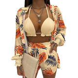 Traje Bao Hawaiano Paramujer 3 Piezas Conjunto Playa Ve [u]