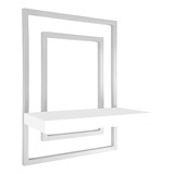 Prateleira De Parede Nicho Industrial Torun Quadro Branca Cor Branco