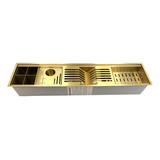 Calha Úmida Cozinha Dourada Luxo Gold 78x18 + Acessórios