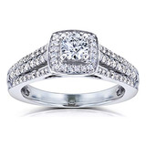 Anillo Compromiso Diamante 0,5ct Halo Multirow Oro Blanco