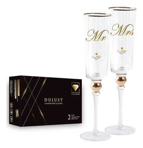 Set De 2 Copas Para Brindis Boda Mr Y Mrs San Valentin Dorad