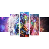 Quadro Decorativo Homem De Ferro Iron Man Abstrato 5 Pçs