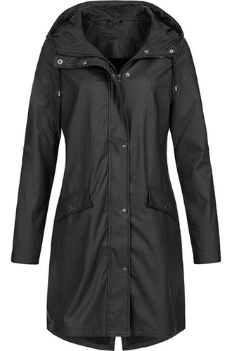 Chaqueta Impermeable Sólida Para Mujer Outdoor Plus Size
