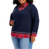 Tommy Hilfiger Plus Size Layered-look Sweater P/dama