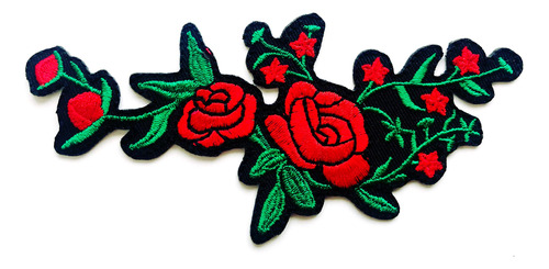 Th - Ramo De Flores De Rosas Rojas, 1 Parche Bordado Para Co