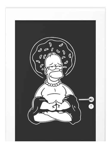 Adesivo Para Porta Branco - Desenhos Homer Buda