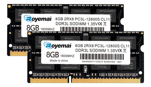 Memoria Ram Royemai Ddr3l 1600mhz 16gb(2x8)gnegro Para Lapto