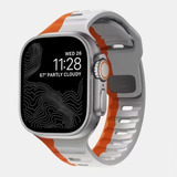 Pulseira De Silicone Esportiva Mariner Alta Qualidade Compativel Com Apple Watch Ultra 1 E 2 49mm Iwatch 9 8 7 6 5 4 3 2 1 42mm 44mm 45mm 49mm - Cor Laranja Com Cinza