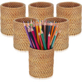 Conjunto De 6 Rattan Portador De Lápiz Organizador De Pluma