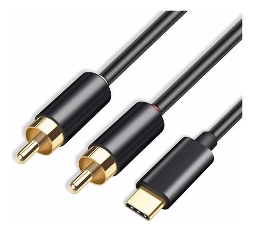 Cable De Audio Usb-c A 2 Rca Macho A Macho | Negro / 1,8m