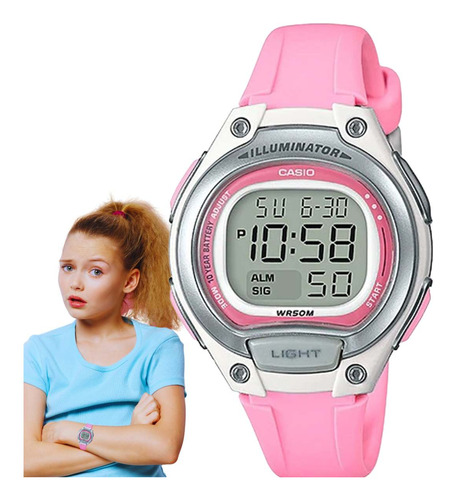 Relógio Casio Infantil Digital Rosa Lw-203-4avdf